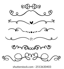 Cute Hand drawn flower ornament text dividers, arrows and laurel design elements.