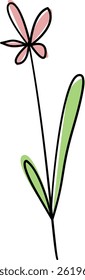 cute hand drawn flower ornament, pen sketch flower with outline decoration. 
