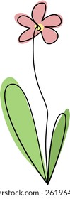 cute hand drawn flower ornament, pen sketch flower with outline decoration. 