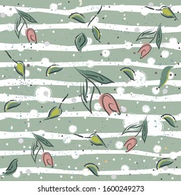 Cute Hand Drawn Flower Pattern. Colorful artistic design, blossom. For backgrounds, wallpapers, fabric, prints, textiles, wrapping, cards, cover. Vector Illustration.