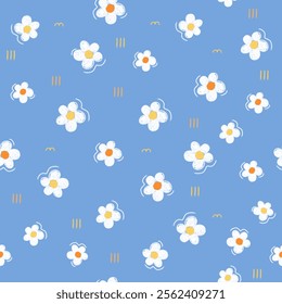 Cute hand drawn flower seamless pattern.