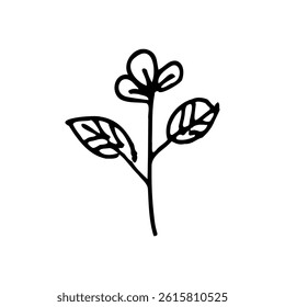 cute hand drawn flower vector illustration in black and white style
