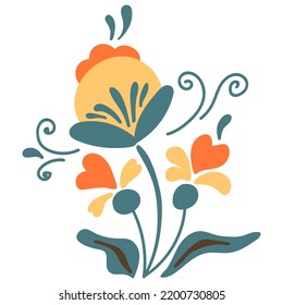 Cute hand drawn flower. White background, isolate. Vector illustration
