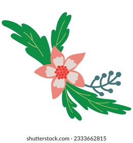 Cute hand drawn flower. White background, isolate. 