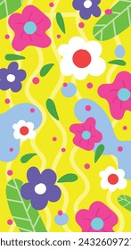 Cute hand drawn flowers pattern. 