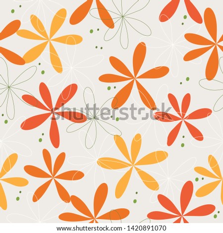Cute hand drawn flowers pattern seamless background vector illustration for design