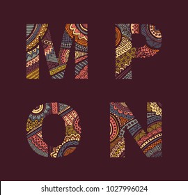 Cute hand drawn font. Vector letters set A-D