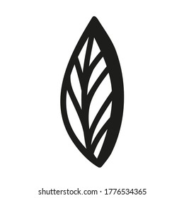 Cute hand drawn forest leaf, branch. Traditional leaves in ink, doodle style for wedding decoration and arrangements.
