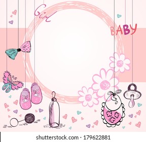 Cute Hand Drawn Frame Baby Elements Stock Vector (Royalty Free ...