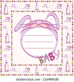 Cute hand drawn  frame with baby elements.