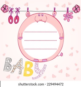 Cute hand drawn  frame with baby elements.