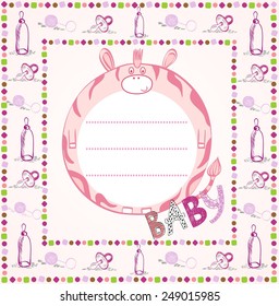 Cute hand drawn  frame with baby elements.