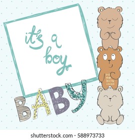 Cute hand drawn frame with cartoon teddy