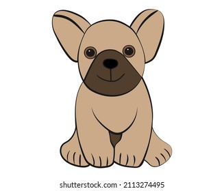 Cute hand drawn French bulldog.