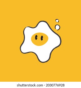 A Cute Hand Drawn Fried Egg - Amazing cute minimalist vector character suitable for apps, sticker, children book, decoration, animation, design assets and illustration in general - Vector Illustration