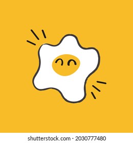 A Cute Hand Drawn Fried Egg - Amazing cute minimalist vector character suitable for apps, sticker, children book, decoration, animation, design assets and illustration in general - Vector Illustration