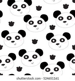 Cute hand drawn funny panda head pattern