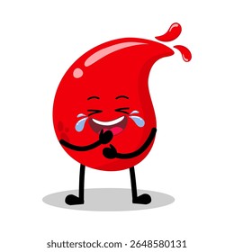 Cute Hand Drawn Funny Red Blood Drop Laughing Out Loud