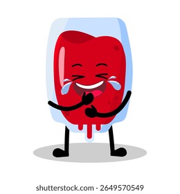 Saco De Sangue Vermelho Engraçado Desenhado À Mão Bonito Rindo Alto