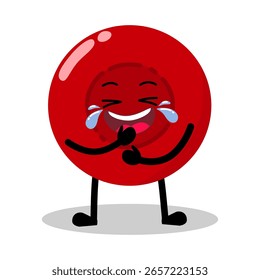 Cute Hand Drawn Funny red Blood Cell Laughing Out Loud