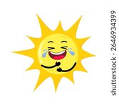Cute Hand Drawn Funny Sun Laughing Out Loud