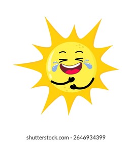 Bela Mão Desenhada Sol Engraçado Rindo Alto