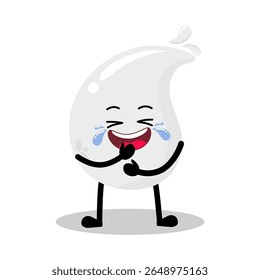 Linda mano dibujada gota de sangre blanca divertida riendo en voz alta