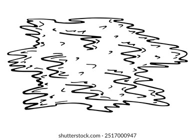 Cute hand drawn fur rug abstract shape on white background. Element of the cozy home interior. Simple doodle clipart in a trendy minimalism style. Vector illustration. Floor carpet with pile.