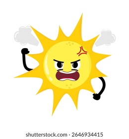 Bonito Mão Desenhado Furioso Sol Louco