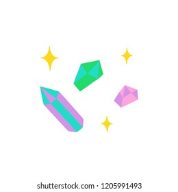 Cute hand drawn gem vector illustrations. Halloween, witch or fortune-teller's crystal stones, isolated.