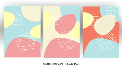 cute hand drawn geometric abstract color pattern with cartoon texture doodle background