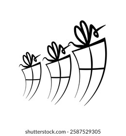 Cute hand drawn gift with ribbon