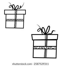 Cute hand drawn gift with ribbon