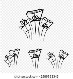 Cute hand drawn gift with ribbon icon