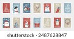 Cute hand drawn gift tags for Christmas, typographic designs and lovely illustrations - vector design