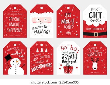 Cute hand drawn gift tags for Christmas, typographic designs and lovely illustrations - vector design