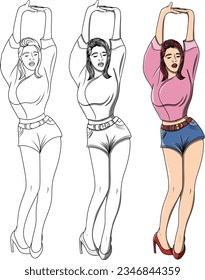 Cute Hand Drawn Girl Vector Illustration Collection