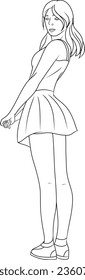 Cute hand drawn Girl Vector illustration Isolated in a White Background, Pretty woman Drawing image