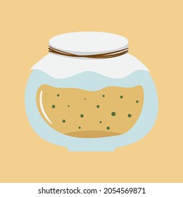 Cute hand drawn glass jar with lemon jam. Doodle sweet preserve illustration. Homemade fruit jelly in a pot. Country style element. Organic food icon