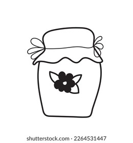 Cute hand drawn glass jar with jam. Doodle sweet preserve illustration. doodle. clipart. vector illustration