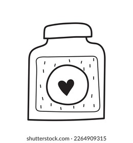 Cute hand drawn glass jar with jam. Doodle sweet preserve illustration. doodle. clipart. vector illustration