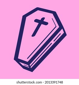 Cute Hand Drawn Gothic Accessories - Amazing artsy vector illustration of a coffin suitable for ornament, design assets , sticker, decoration, tattoo, animation, pattern and illustration in general