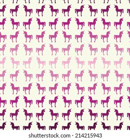 cute hand drawn grade colored unicorn silhouette seamless pattern