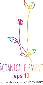 Cute hand drawn graphic floral and herbal element. Doodle vector illustration for wedding design, logo and greeting card.