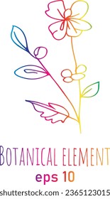 Cute hand drawn graphic floral and herbal element. Doodle vector illustration for wedding design, logo and greeting card.