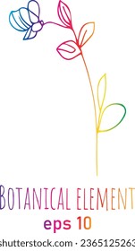 Cute hand drawn graphic floral and herbal element. Doodle vector illustration for wedding design, logo and greeting card.
