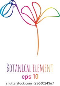 Cute hand drawn graphic floral and herbal element. Doodle vector illustration for wedding design, logo and greeting card.