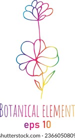 Cute hand drawn graphic floral and herbal element. Doodle vector illustration for wedding design, logo and greeting card.