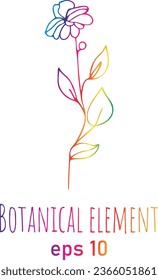 Cute hand drawn graphic floral and herbal element. Doodle vector illustration for wedding design, logo and greeting card.