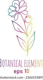 Cute hand drawn graphic floral and herbal element. Doodle vector illustration for wedding design, logo and greeting card.